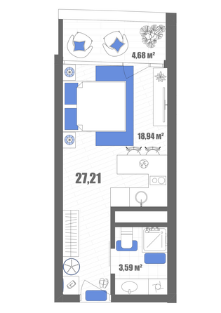 Планировка Номер 27,21, 27,69 м²