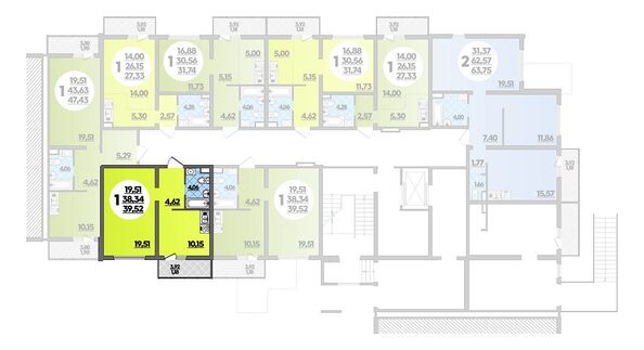 Планировка 1-комн 39,52 м²