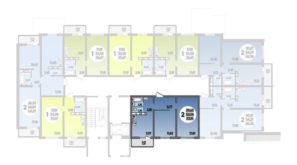 Планировка 2-комн 53,15 м²