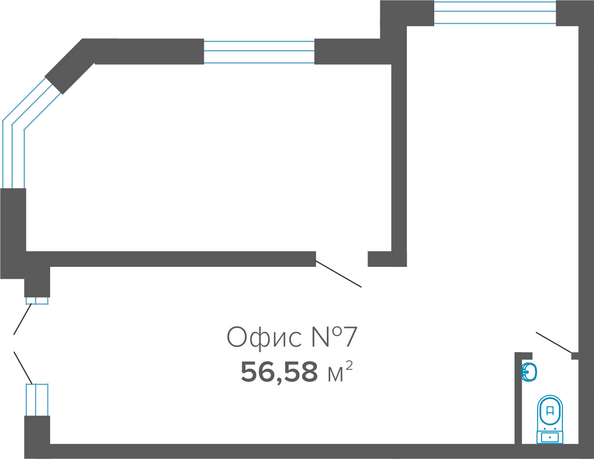 Планировка 1-комн 56,58 м²