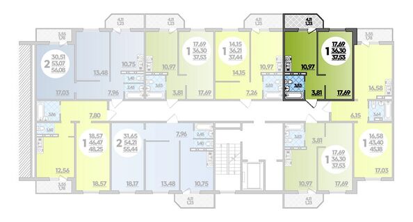 Планировка 1-комн 37,53 м²