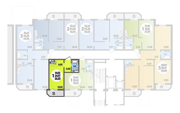 Планировка 1-комн 26,2 м²