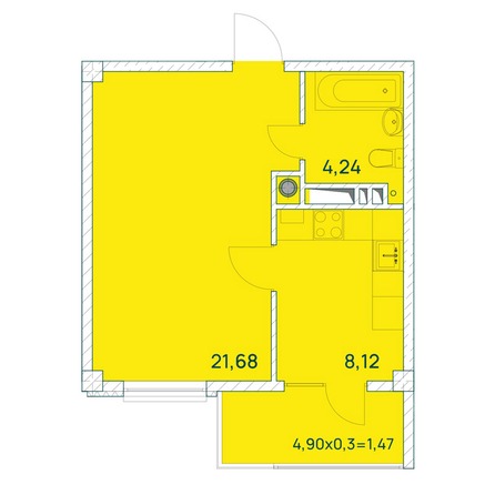 Планировка 1-комн 36,78 м²