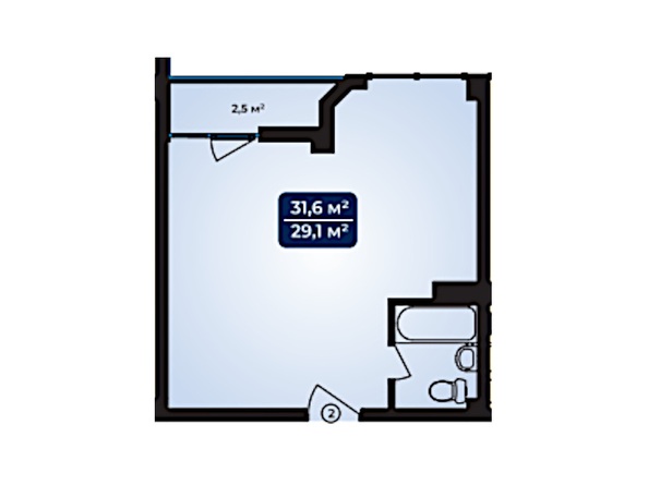 Планировка 1-комн 29,1, 31,6 м²