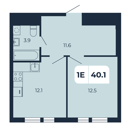 Планировка 1-комн 40,1 м²