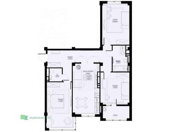 Планировка 3-комн 98,1 м²