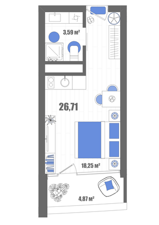 Планировка Номер 26,71 м²