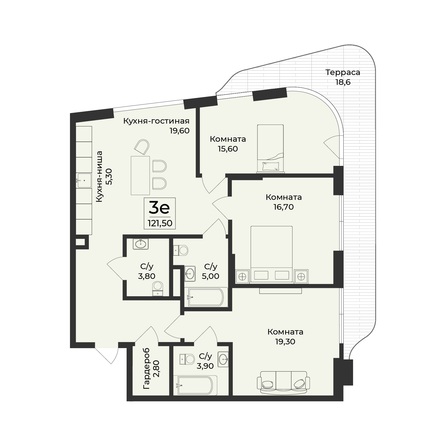 Планировка 4-комн 130,8 м²