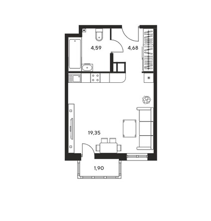 Планировка Студия 28,3 - 30,22 м²