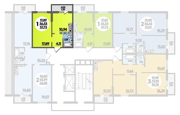 Планировка 1-комн 37,73 м²