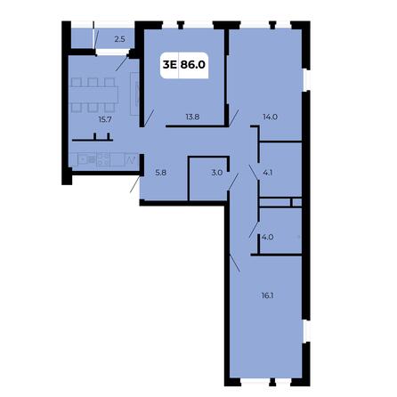 Планировка 3-комн 86 м²
