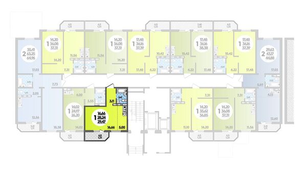 Планировка 1-комн 29,47 м²