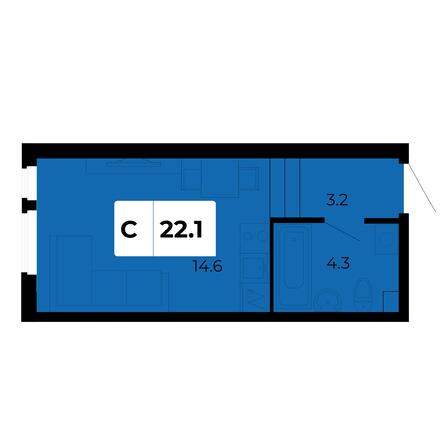 Планировка Студия 22,1 м²