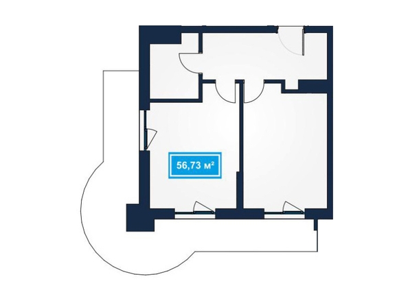 Планировка 2-комн 56,73 - 56,78 м²