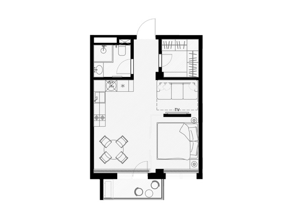 Планировка 1-комн 39,2 м²