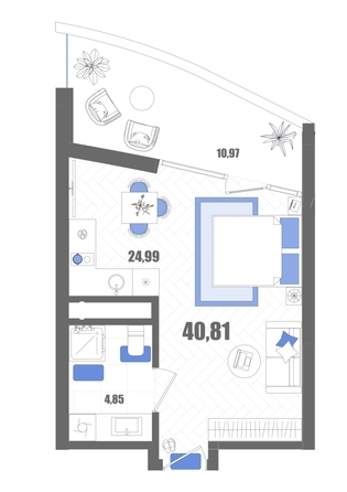 Планировка Номер 40,27 - 40,83 м²