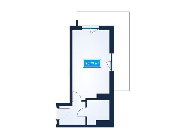 Планировка 1-комн 25,79 - 25,86 м²