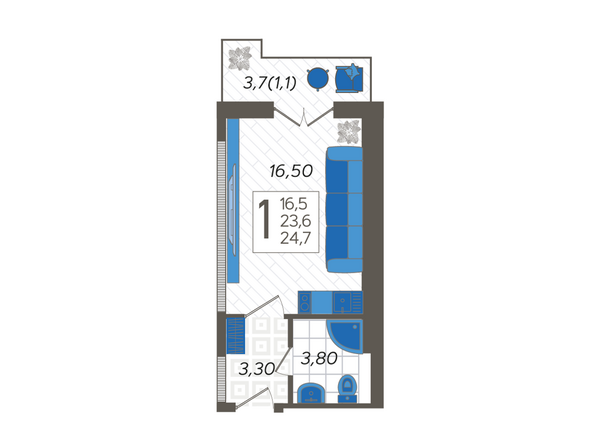 Планировка Студия 24,7 м²