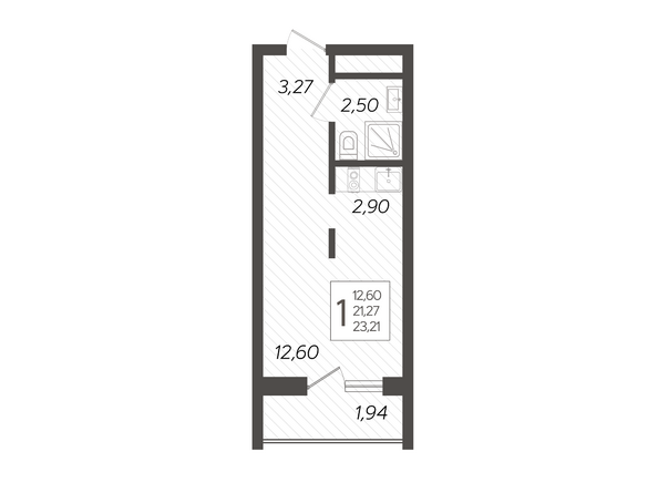 Планировка 1-комн 23,21 м²