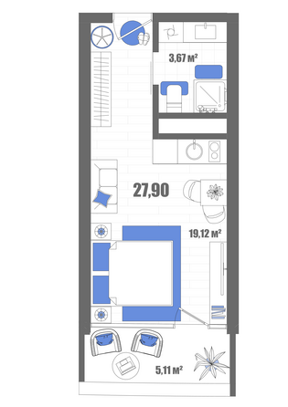 Планировка Номер 27,9 м²