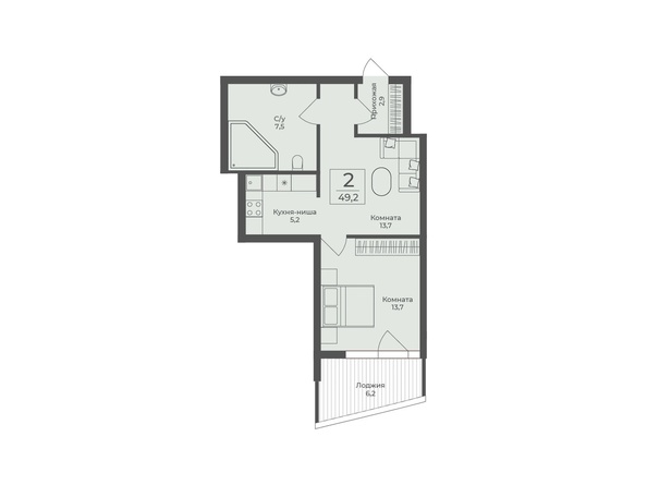Планировка Апартамент 49,2 м²