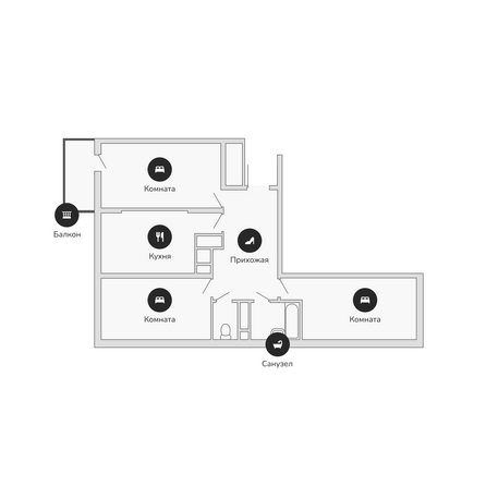 Планировка 3-комн 90,3 м²