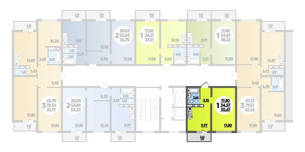 Планировка 1-комн 35,67 м²