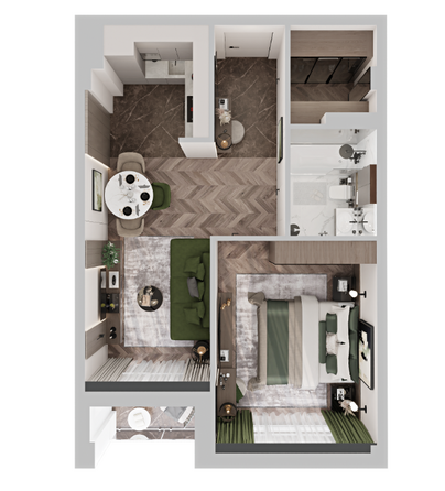 Планировка 1-комн 45,04 м²