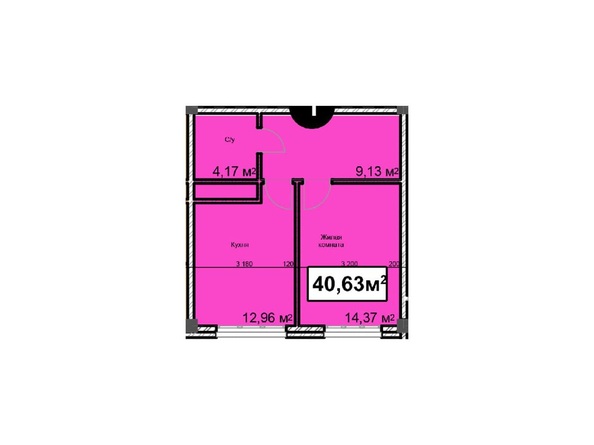 Планировка 1-комн 40,63 м²