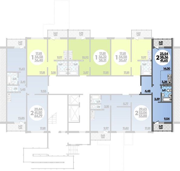 Планировка 2-комн 41,66 м²
