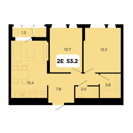 Планировка 2-комн 53,2 м²