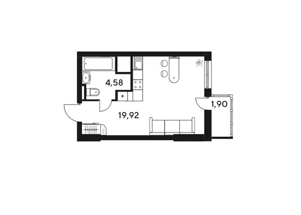 Планировка Студия 26,4 м²