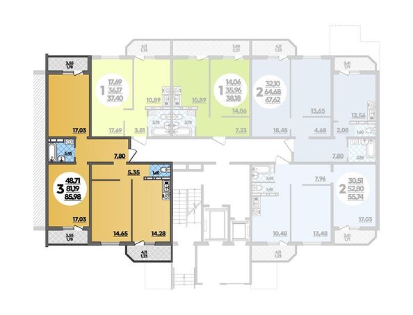 Планировка 3-комн 85,98 м²