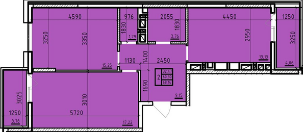 Планировка 2-комн 68,14 м²
