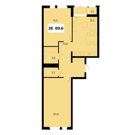 Планировка 2-комн 69,6 м²