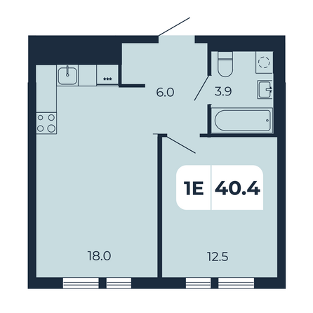 Планировка 1-комн 40,4 м²