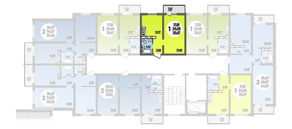 Планировка 1-комн 35,67 м²