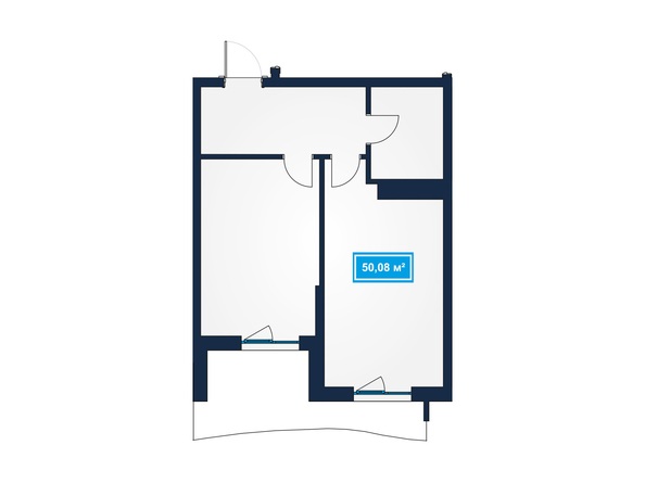 Планировка 2-комн 49,59 - 50,08 м²