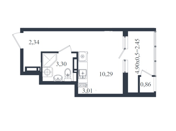 Планировка Студия 25,48 - 25,83 м²