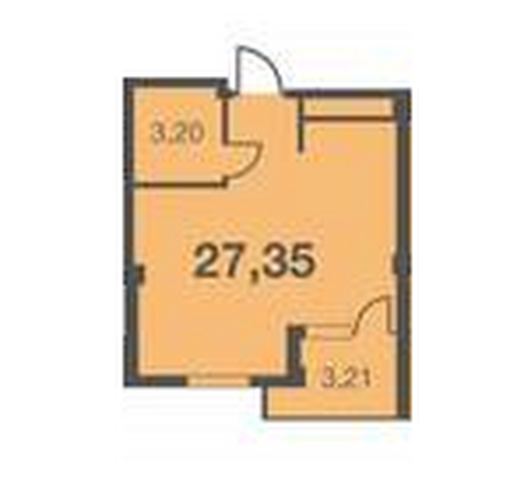 Планировка Студия 27,35, 27,59 м²