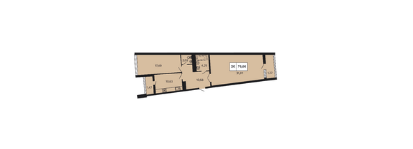 Планировка 2-комн 79,66 м²