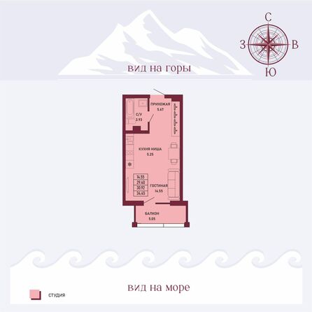 Планировка Студия 30,92 м²