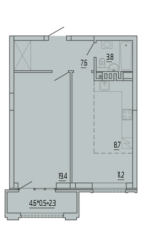 Планировка 2-комн 53,1 м²