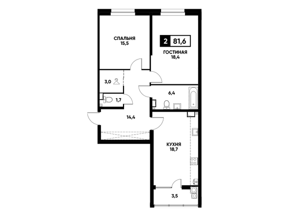 Планировка 2-комн 81,6 м²