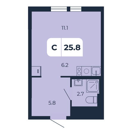 Планировка Студия 25,8 м²