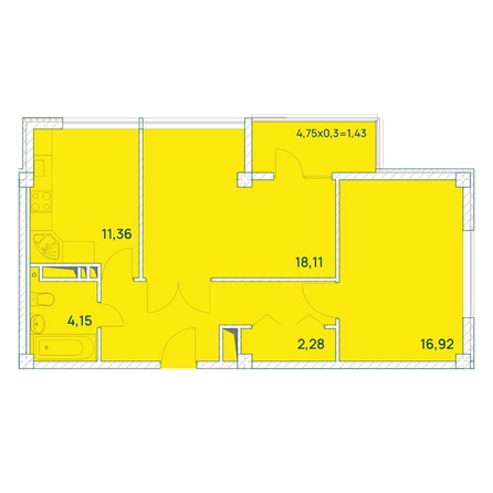 Планировка 2-комн 65,24 м²