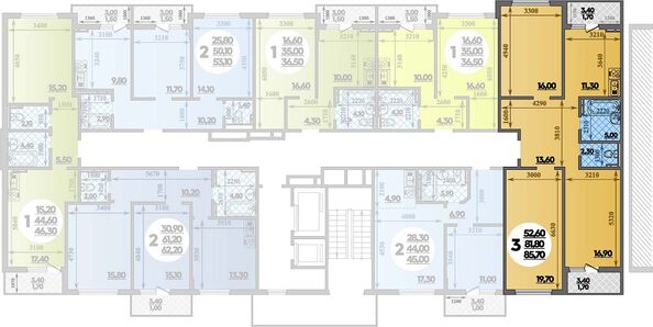 Планировка 3-комн 85,2 м²