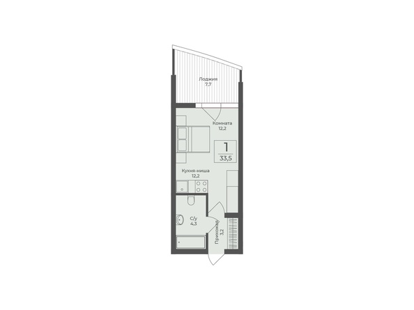 Планировка Апартамент 33,5 м²