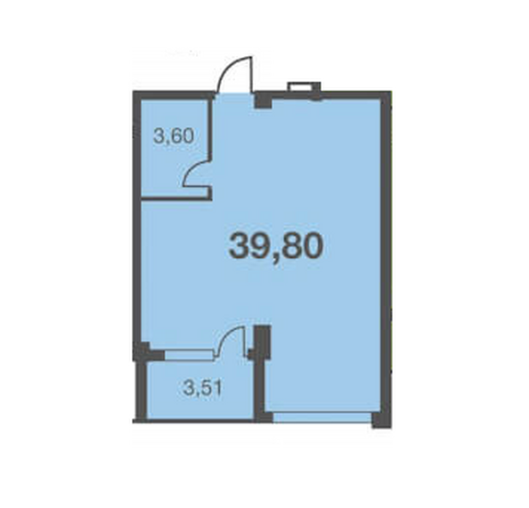 Планировка 1-комн 39,8 м²