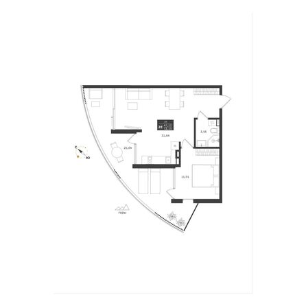Планировка Апартамент 72,15 м²
